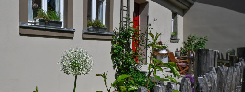 fraenkisches cottage mainbernheim albergo diffuso weinregion bestand bewahren nachhaltige sanierung alter ziegenstall radfahren urlaub in der natur im gruenen ruhig bayern fraekische weingegend rothenburg ob der tauber wuerzburg nuernberg bamberg blumen garten