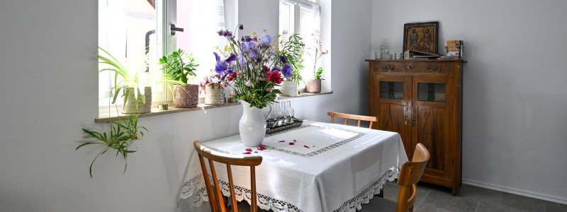 fraenkisches cottage mainbernheim albergo diffuso weinregion bestand bewahren nachhaltige sanierung alter ziegenstall radfahren urlaub in der natur im gruenen ruhig bayern fraekische weingegend rothenburg ob der tauber wuerzburg nuernberg bamberg wohnzimmer