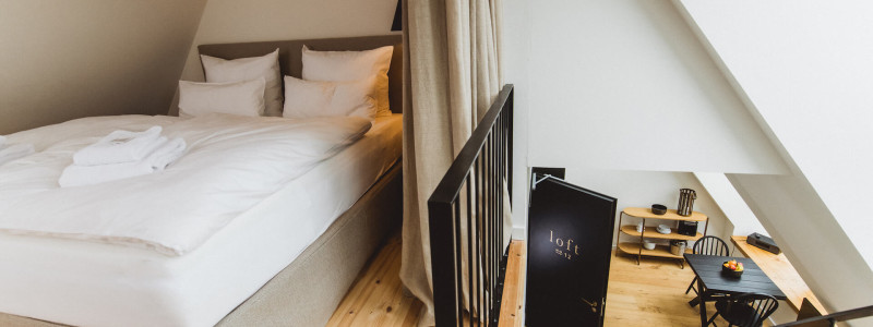 gut damp halbinsel schwansen schlei region ostsee ferien lofts hackschnitzel solaranlage regionale saisonale kueche lokale produzenten urlaub mit hunden mit kindern maisonette wohnung schlafgallerie
