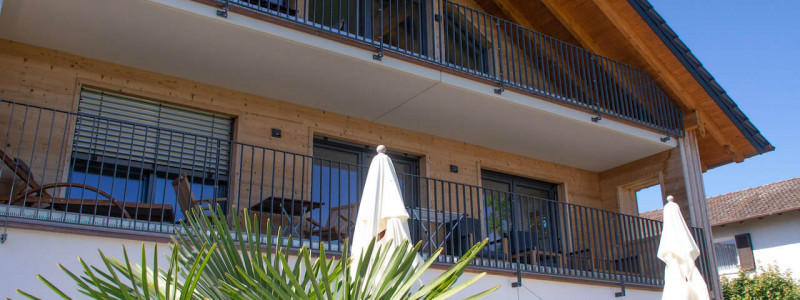 Ferienwohnung Bodensee Tauberberg Hinterland bienenfreundlich urlaub am wasser im gruenen in der natur obstbaeume weinreben hummeln familienurlaub weinregion baden segeln sup nachhaltiger urlaub haus frontansicht